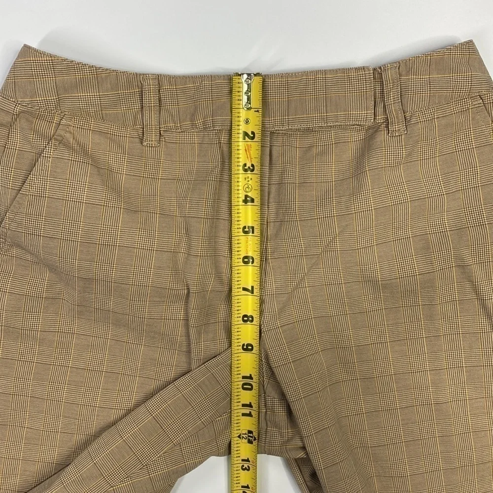 Talbots Plaid Brown Cotton Stretch Bermuda Shorts Size 8